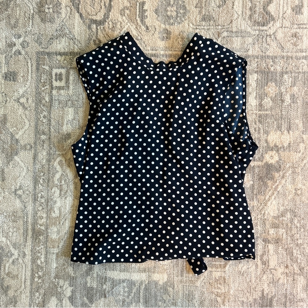 Backless Robert Rodriguez polka dot navy sleeveless Blouse